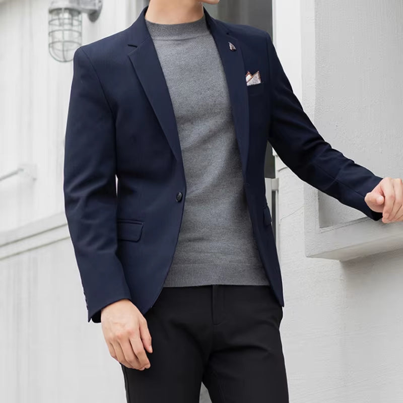 2025 Slim Fit Fashion Suits M-4XL High-Quality British Casual Solid Color Small Suit for Handsome Men All Fit