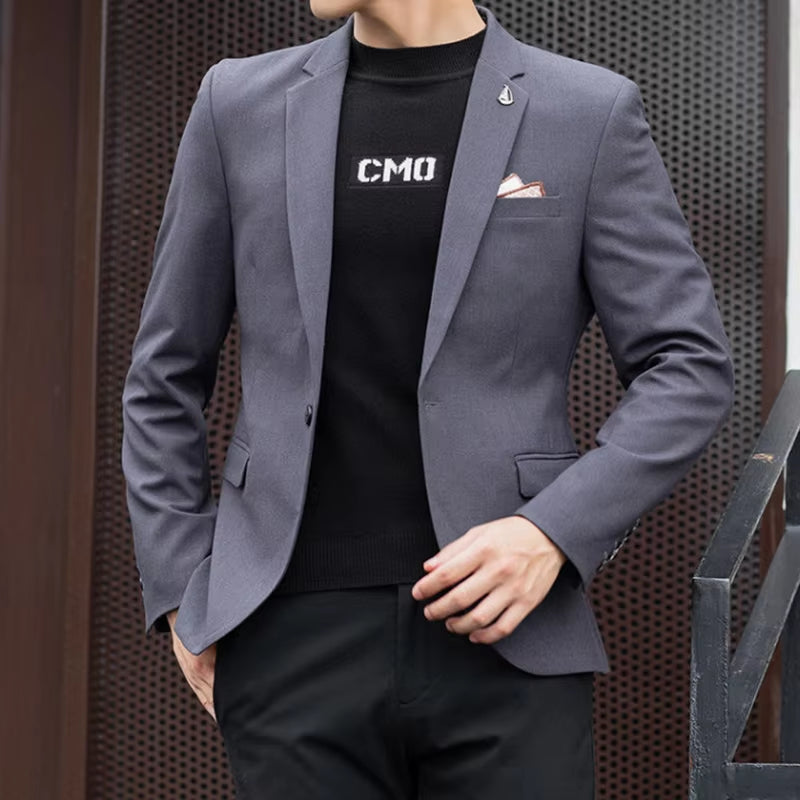 2025 Slim Fit Fashion Suits M-4XL High-Quality British Casual Solid Color Small Suit for Handsome Men All Fit